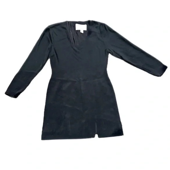 👠🥂 HUGO BUSCATI Vintage 90s Black Silk Luxe Cocktail Party Mini DressSz 12